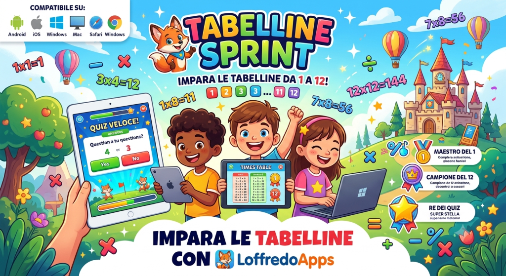 impara le tabelline con loffredoapps con L'app. tabelline sprint